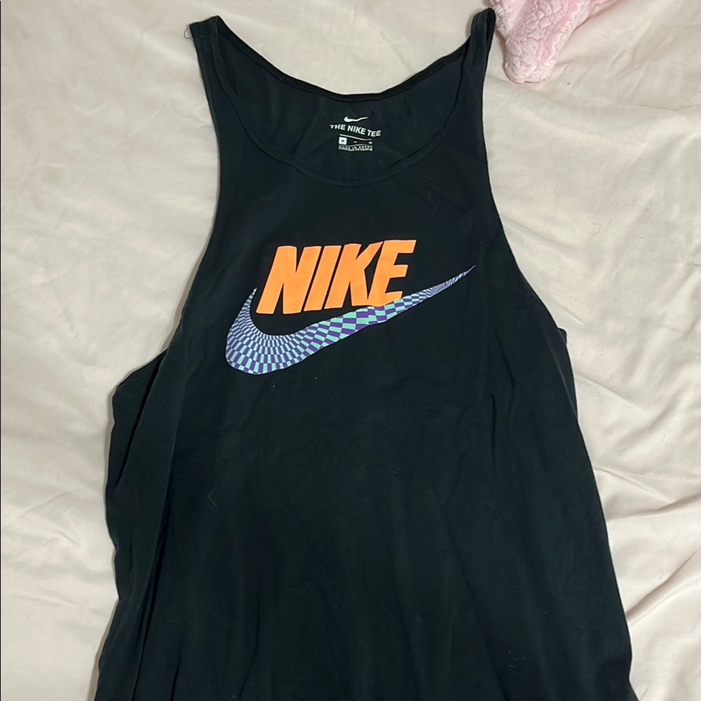 Nike Black Tank with Vibrant Orange Logo